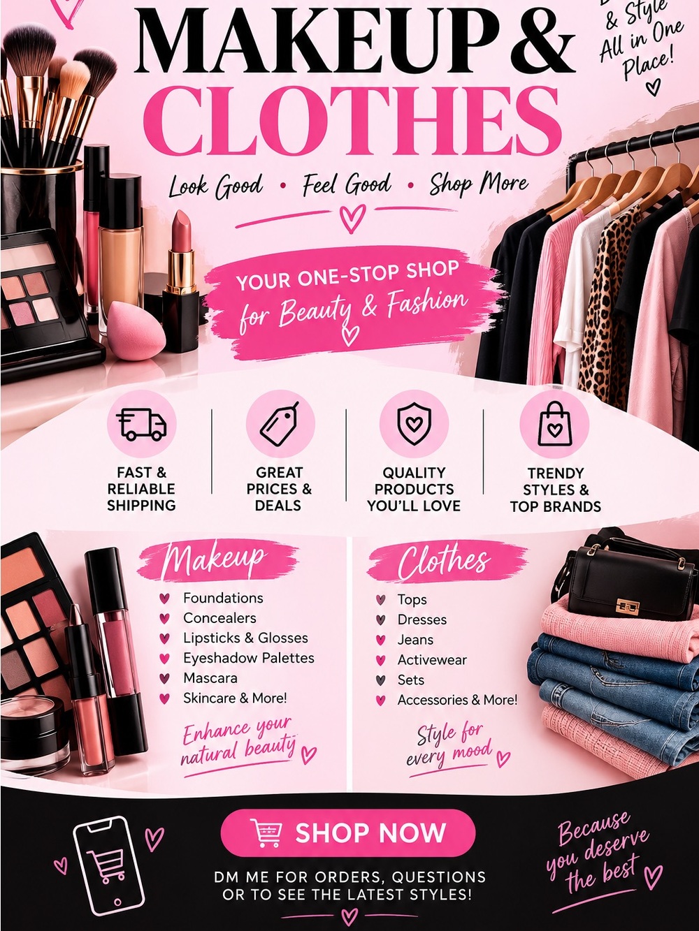 Makeup & Clothes One-Stop Shop - Pink